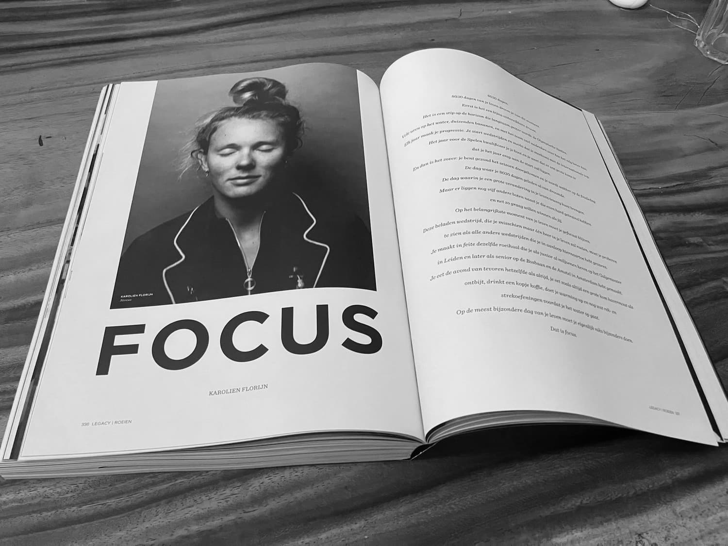 LEGACY editie ROEIEN opengeslagen bij het verhaal FOCUS van Karolien Florijn